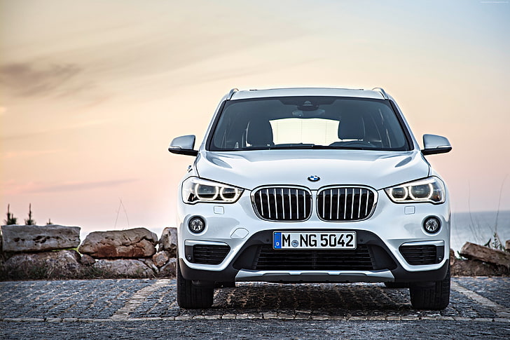 xDrive, BMW X1, sDrive, crossover, branco, carros de luxo, SUV, Frankfurt 2015, HD papel de parede