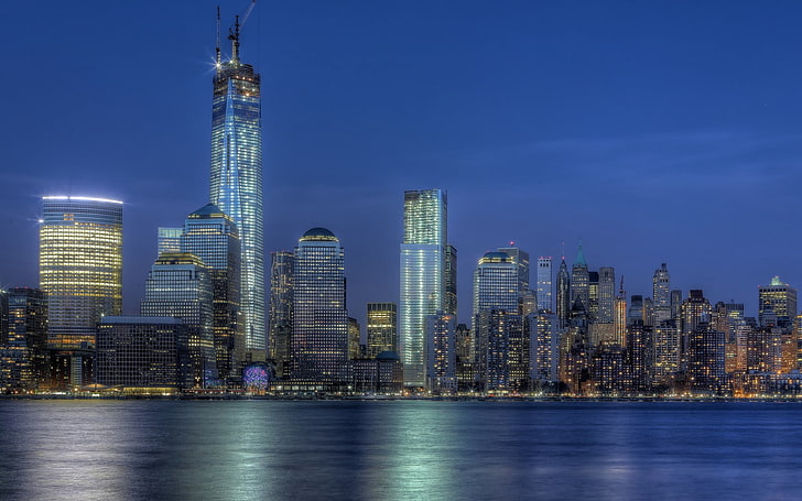 bâtiments noirs, ville, One World Trade Center, New York City, paysage urbain, Fond d'écran HD