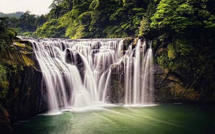 Beautiful waterfall, nature, Shifen Waterfall, Taiwan, forest, Beautiful, Waterfall, Nature, Taiwan, Forest, HD wallpaper