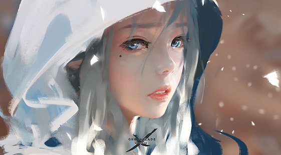 weibliche Anime-Figur, Fantasy-Kunst, WLOP, Ghost + Blade, HD-Hintergrundbild HD wallpaper