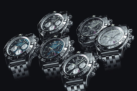 round silver-colored chronograph watches, Watch, Chronomat, Breitling, HD wallpaper HD wallpaper