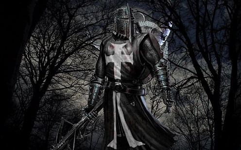 рыцари крестоносцев арбалетчики тамплиеров Art Black HD Art, рыцари, крестоносцы, HD обои HD wallpaper
