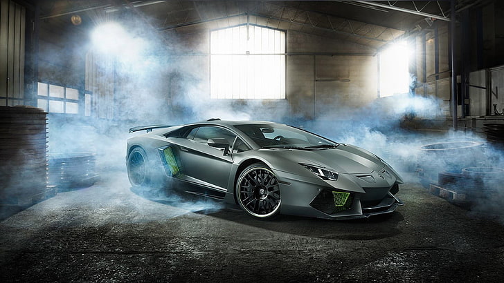 grauer Lamborghini Aventador, Lamborghini, Lamborghini Aventador, Auto, HD-Hintergrundbild