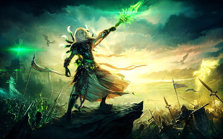 Mann, der Schwertillustration, Fantasiekunst, Krieger, Helden der Macht und Magie, Videospiele hält, HD-Hintergrundbild