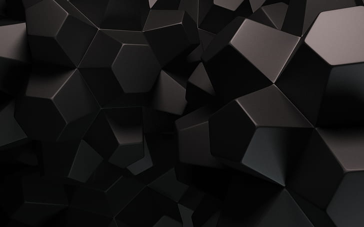 3D Siyah Çokgenler, HD masaüstü duvar kağıdı