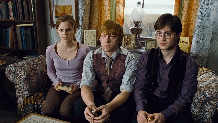 Harry Potter, Harry Potter and the Deathly Hallows: Part 1, Daniel Radcliffe, Emma Watson, Hermione Granger, Ron Weasley, Rupert Grint, HD wallpaper
