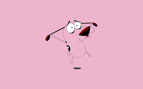 pink dog illustration, courage the cowardly dog, dog, art, HD wallpaper HD wallpaper