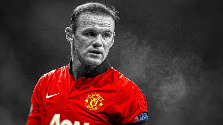 czerwona koszulka sportowa, Wayne Rooney, Manchester United, twarz, piłkarz, Tapety HD