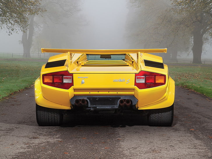 Lamborghini Countach, классическая машина, желтые машины, HD обои