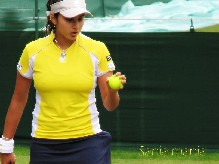 Sania mirza HD, women's yellow and white shirt, sania, mirza, HD wallpaper