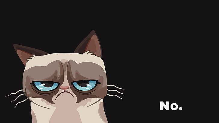 grafika wektorowa biały i brązowy kot, Grumpy Cat, Tapety HD