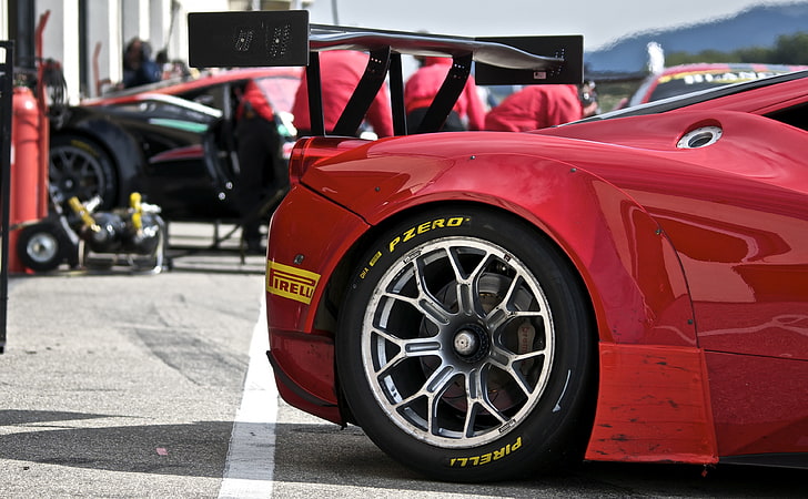Ferrari 458 GT3, красный купе Ferrari 458, Автомобили, Ferrari, Пол Рикард, Pirelli, GT3, HD обои