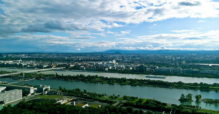 Wienna Panorama, Panorama, Fluss, Österreich, Wien, Natur und Landschaften, HD-Hintergrundbild