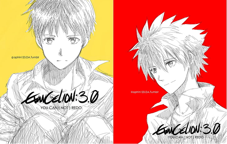 Neon Genesis Evangelion, garotos de anime, Ikari Shinji, Nagisa Kaworu, mangá, Rebuild of Evangelion, HD papel de parede