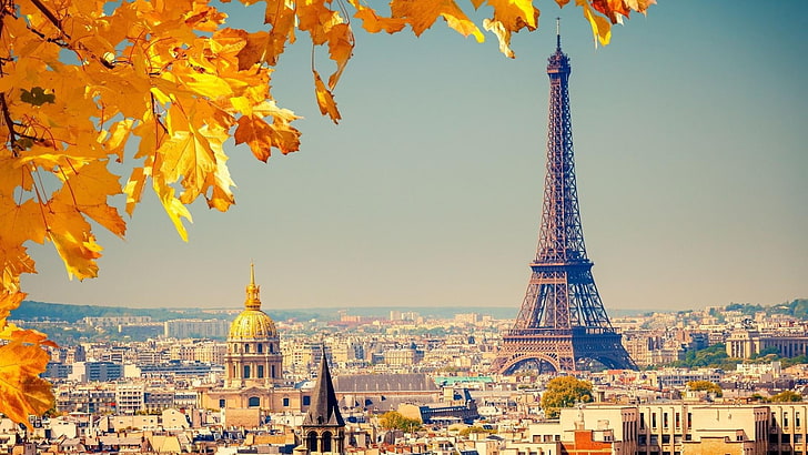 menara eiffel, Paris, Perancis, Eropa, menara, Cityscape, musim gugur, Wallpaper HD