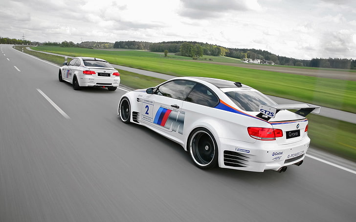 auto sportiva bianca, G-Power, BMW M3 GT2-S, BMW M3, BMW, BMW M3 Tornado CS, Sfondo HD