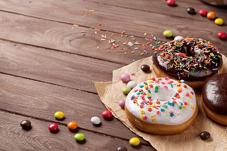 Brett, Süßigkeiten, Essen, Pillen, Donuts, Kuchen, HD-Hintergrundbild HD wallpaper
