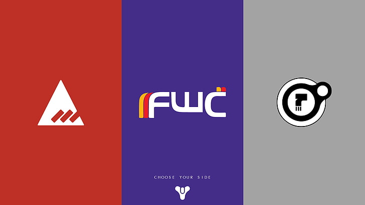 три разных логотипа, Destiny (видеоигра), шутер от первого лица, Bungie, Future War Cult, Dead Orbit, New Monarchy, видеоигры, коллаж, HD обои