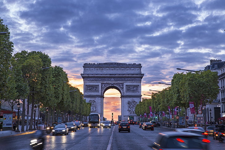 Monuments, Arc De Triomphe, France, Monument, Paris, Street, HD wallpaper