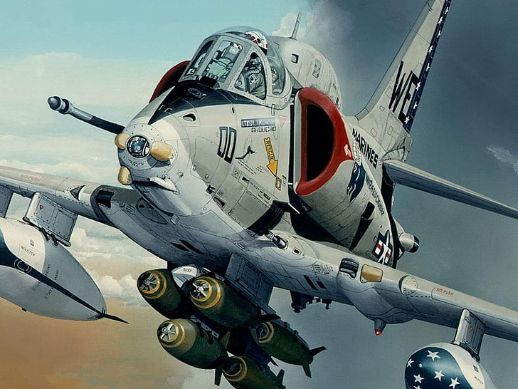 العمل الفني العسكري للطائرات a4 skyhawk الطائرات العسكرية عالية الدقة الفن ، الطائرات ، العسكرية ، العمل الفني ، a-4 skyhawk، خلفية HD
