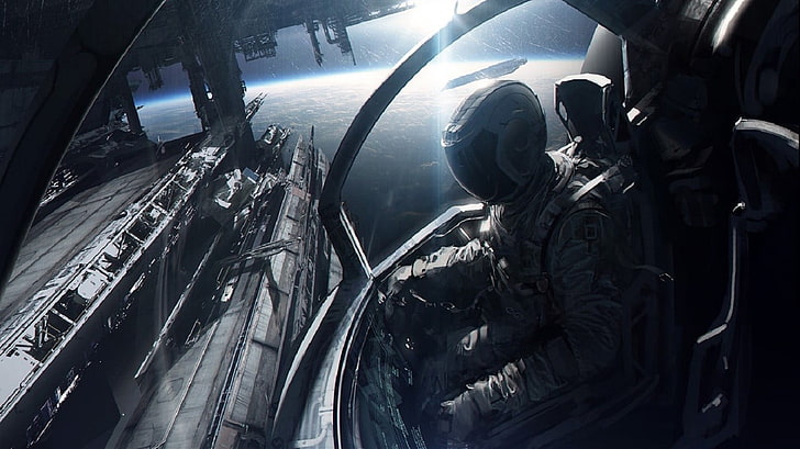 costume d'astronaute blanc, science-fiction, espace, astronaute, Andree Wallin, Fond d'écran HD