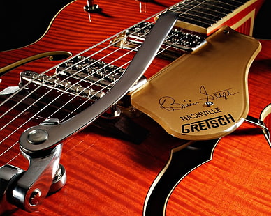 brązowa gitara Gretsch, muzyka, gitara, Gibson, Tapety HD HD wallpaper