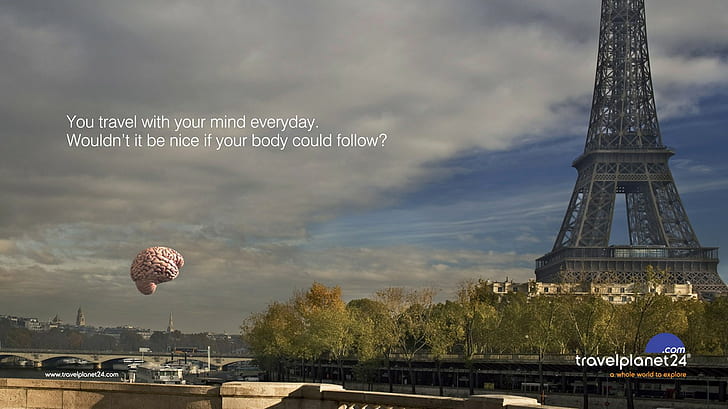 Kunstwerk, Eiffelturm, Gehirn, Paris, Werbung, HD-Hintergrundbild
