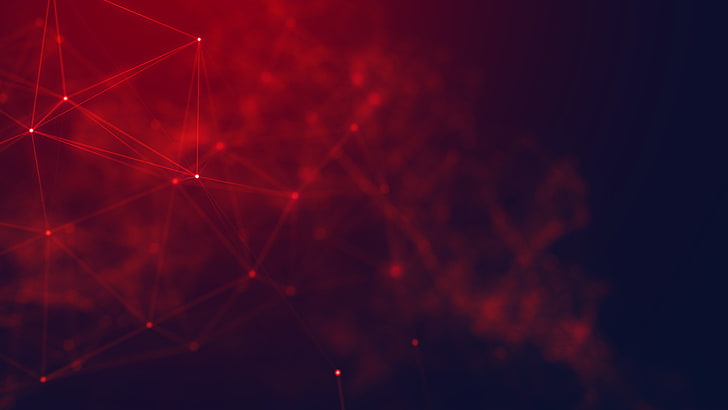geometry, cyberspace, lines, abstract, red, HD wallpaper