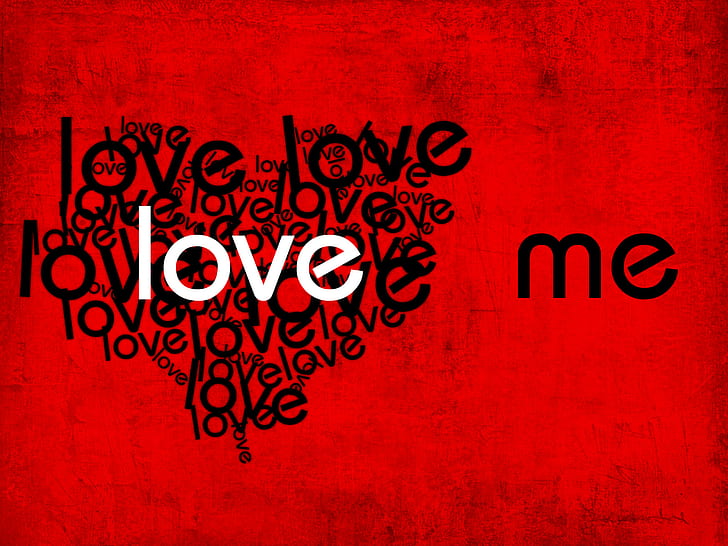 Love me HD, hitam, merah, dan putih love me wallpaper, love, me, Wallpaper HD
