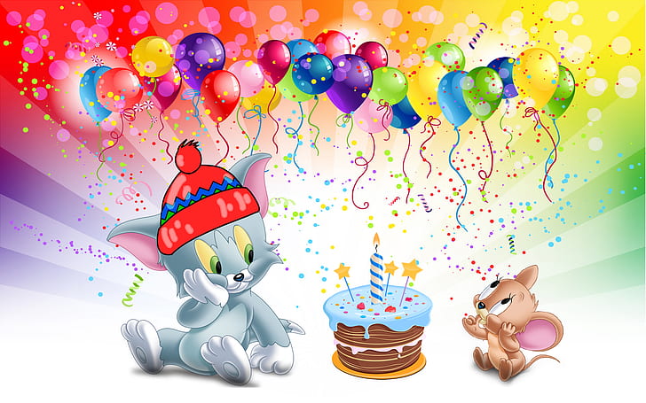 Tom-Ve-Jerry-ilk-doğum günü-pastası-Masaüstü-HD-Wallpaper-for-Mobile telefonlar-Tablet-ve-PC-1920 × 1200, HD masaüstü duvar kağıdı