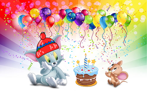 Tom-And-Jerry-first-birthday-cake-Desktop-HD-Wallpaper-für-Handys-Tablet-und-PC-1920 × 1200, HD-Hintergrundbild HD wallpaper