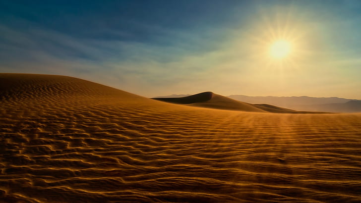 Désert du Sahara, soleil, paysage, sable, dunes, désert du sahara, soleil, paysage, sable, dunes, Fond d'écran HD