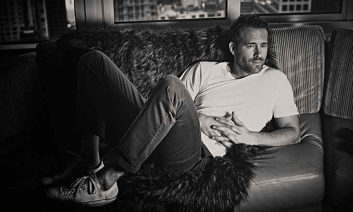 Ryan Reynolds, ryan reynolds, actor, photo shoot, bw, HD wallpaper