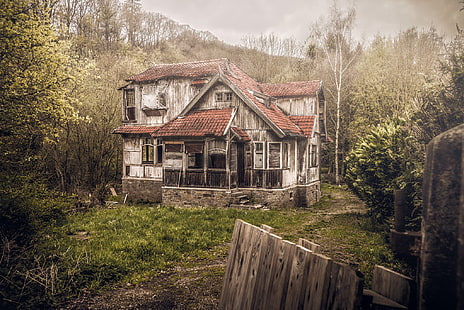 стара, къща, руина, HD тапет HD wallpaper