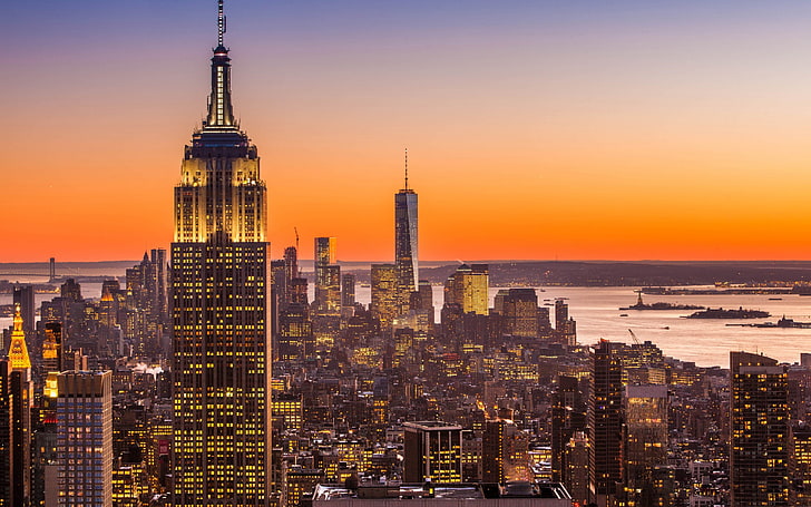 New York Aerial View-Cities HD Wallpaper, Empire State Building, Nueva York, Fondo de pantalla HD