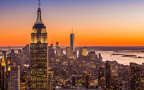 Sfondo di New York Aerial View-Cities HD, Empire State Building, New York, Sfondo HD HD wallpaper