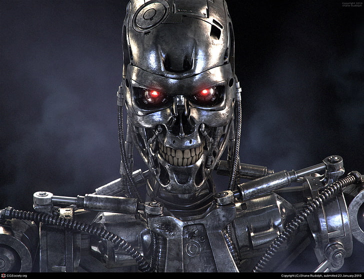 Silber Terminator Roboter digitale Tapete, Terminator, Filme, digitale Kunst, Cyborg, Endoskelett, 2010 (Jahr), HD-Hintergrundbild