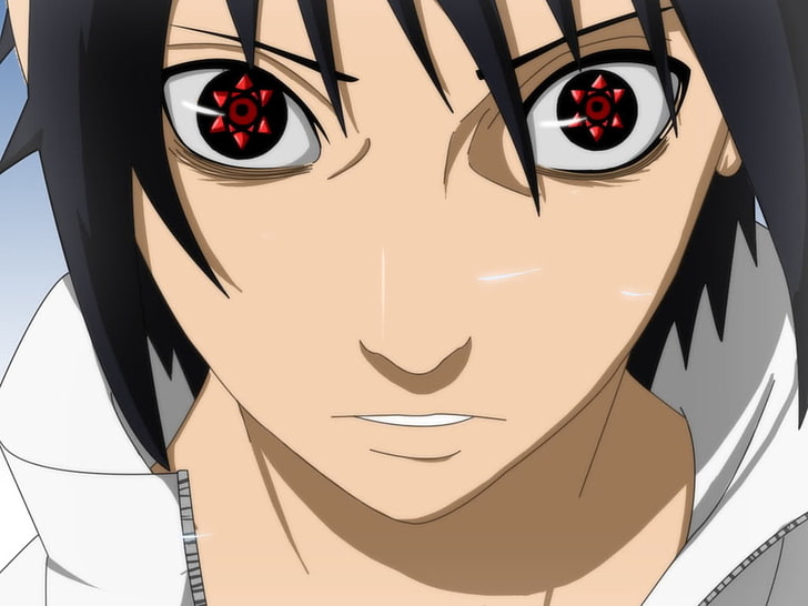 Uchiha Sasuke digital wallpaper, anime, eyes, unusual, naruto, sharingan, uchiha izuna, lenses, look, face, HD wallpaper
