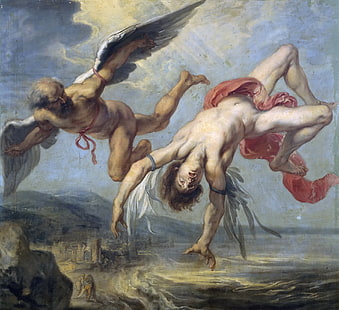 obraz, mitologia, Jacob Peter Howie, The Fall Of Icarus, Tapety HD HD wallpaper