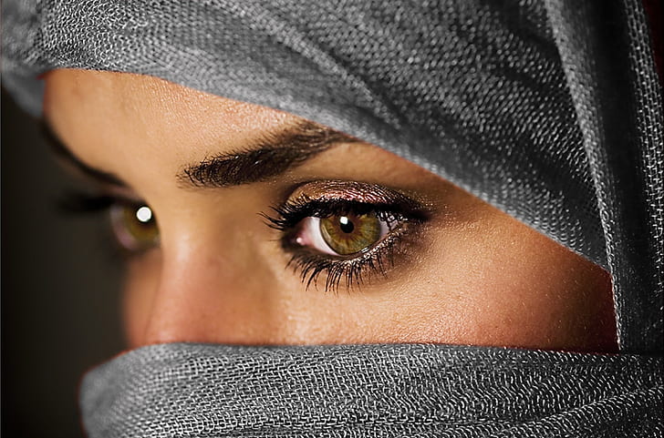 女性の目人イスラム教徒イスラムハシバミ目スカーフ顔ヒジャーブ2544x1680人目HDアート、目、女性、 HDデスクトップの壁紙