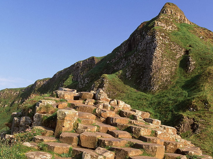 montagne rocheuse, chaussée géante, comté d'Antrim, Irlande, montagne, pierres, Fond d'écran HD