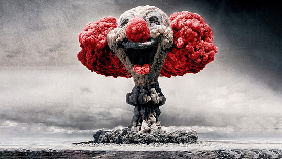 clown, explosion nucléaire, explosion, clown nucléaire, Fond d'écran HD HD wallpaper