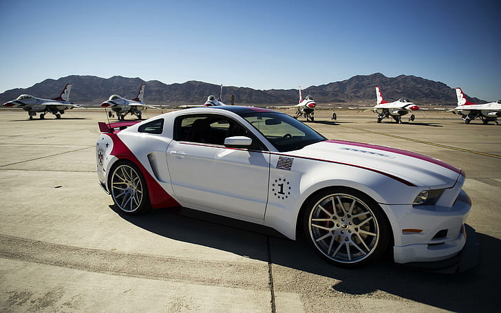 2014フォードマスタングGT米国空軍サンダーバードエディション2、白いクーペ、エディション、フォード、マスタング、2014年、力、サンダーバード、車、 HDデスクトップの壁紙