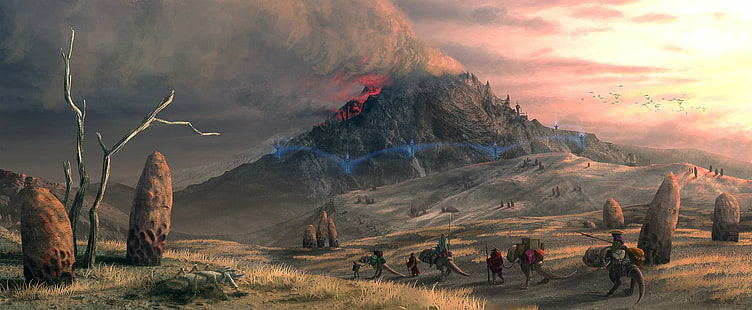 The Elder Scrolls, The Elder Scrolls III: Morrowind, Fantasia, Skyrim, Vulcão, HD papel de parede HD wallpaper