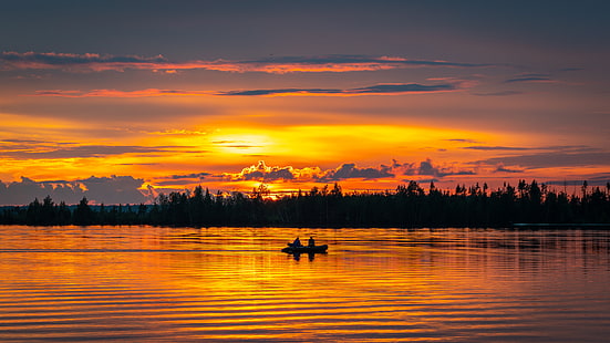 Fotografie, Sonnenuntergang, Abenddämmerung, Wald, Fluss, Wasser, HD-Hintergrundbild HD wallpaper