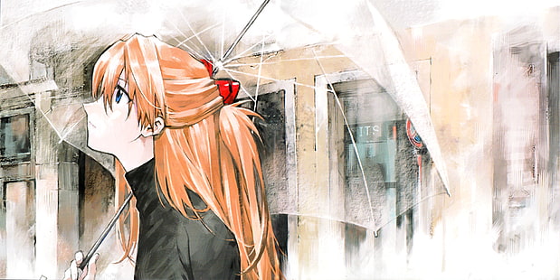Neon Genesis Evangelion, Asuka Langley Soryu, umbrella, anime girls, HD wallpaper HD wallpaper