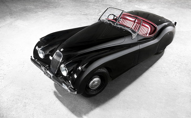 Jaguar XK 120 1953 Cabrio, czarny kabriolet coupe, silniki, klasyczne samochody, Jaguar, kabriolet, 1953, Tapety HD