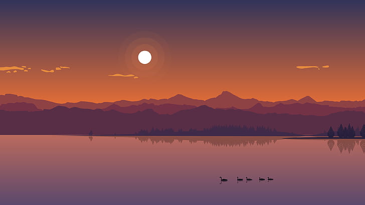 Minimal Lake Sunset, Sfondo HD