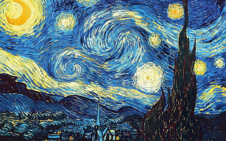 Elegante, arte da fantasia, A noite estrelada, Vincent Van Gogh, HD papel de parede