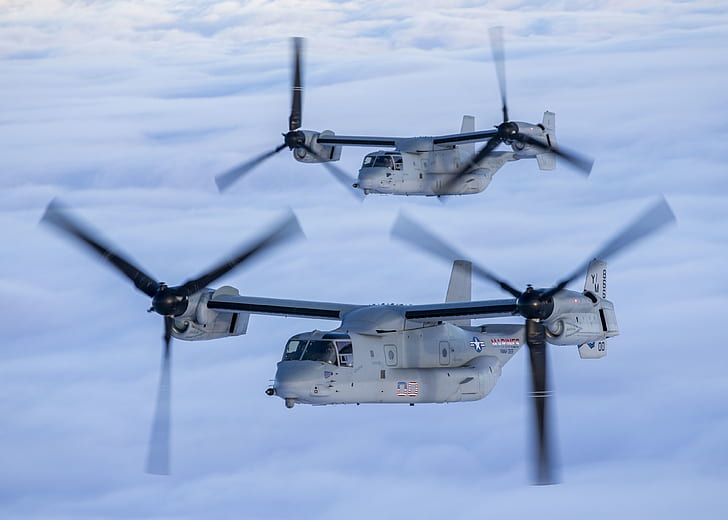 طائرات هليكوبتر عسكرية ، Bell Boeing V-22 Osprey ، طائرات ، طائرات نقل، خلفية HD